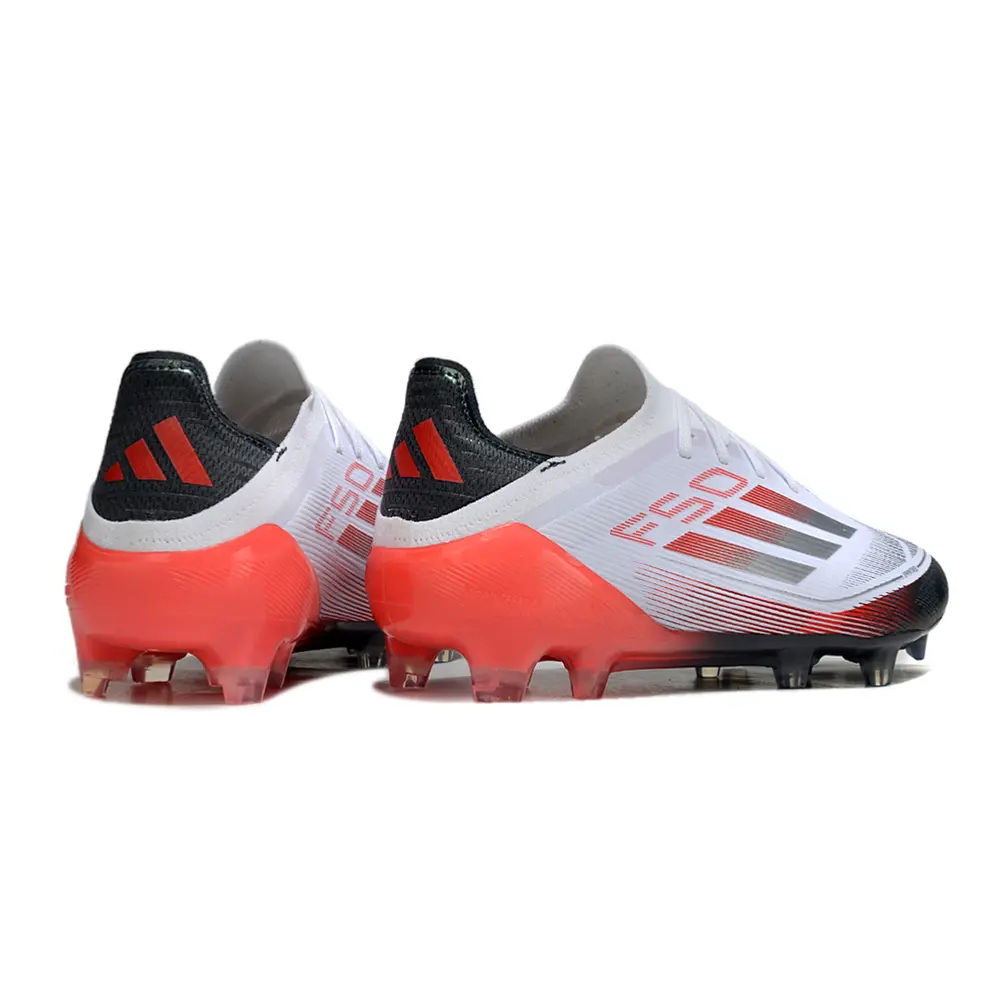 Chuteira Campo Adidas F50 FG Branca, Vermelha e Preto