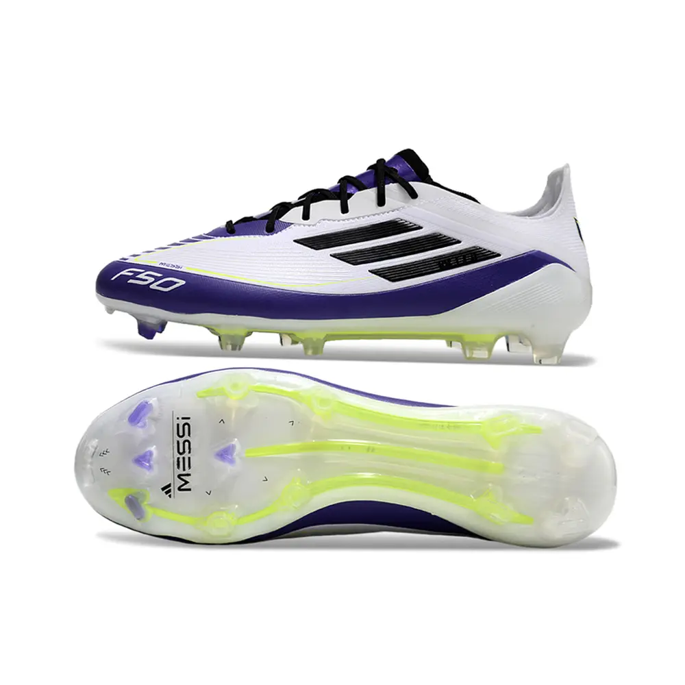 Chuteira Campo Adidas F50 FG Messi Branca, Roxa e Verde