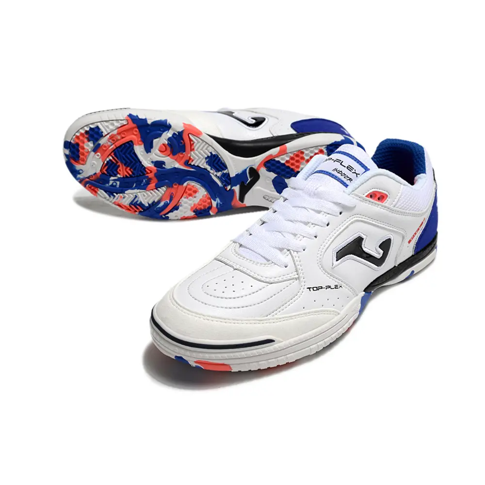 Chuteira Futsal Joma Top Flex Rebound IC Branco, Azul e Rosa