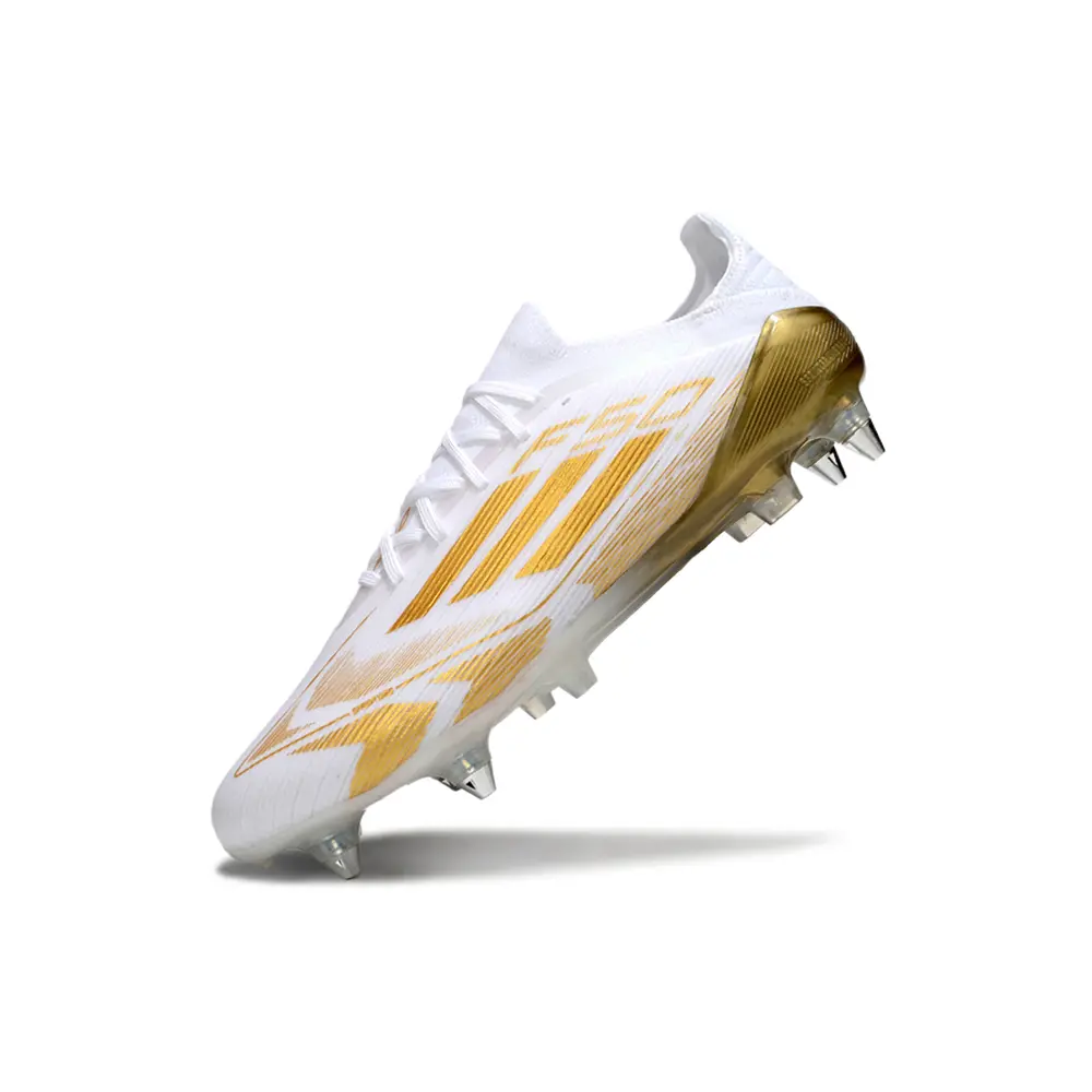 Chuteira Campo Adidas F50 Ponta de Aluminio Branca e Dourado