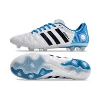 Chuteira Campo Adidas AdiPure 11 Pro FG Branca e Azul - imagem 2