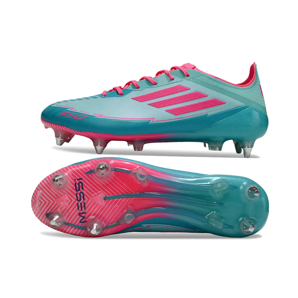 Chuteira Campo Adidas F50 Ponta de Aluminio Verde e Rosa