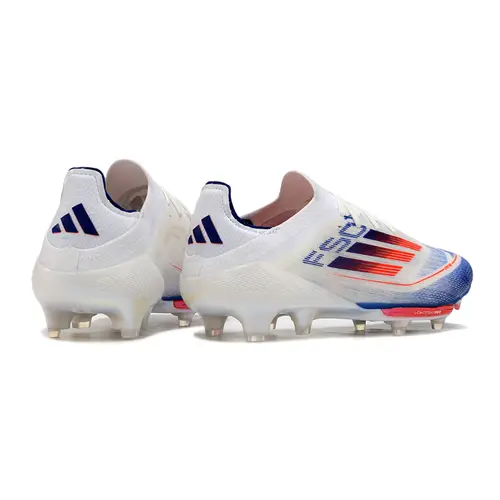 Chuteira Campo Adidas F50+ FG Branca, Azul e Vermelho - Advancement Pack