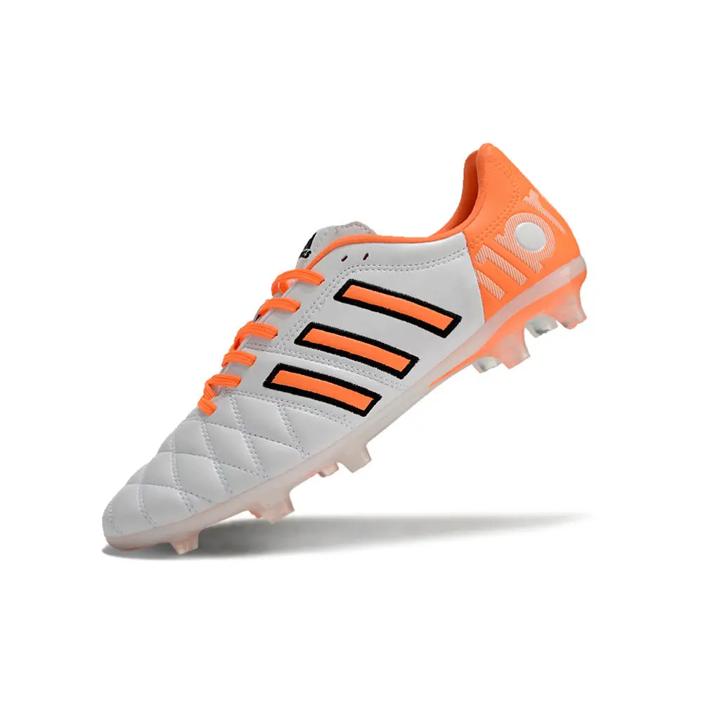 Chuteira Campo Adidas AdiPure 11 Pro FG Branca e Laranja