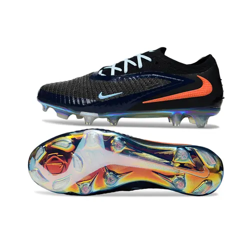 Chuteira Campo Nike Phantom GX 3 Elite FG Preto, Azul e Laranja 