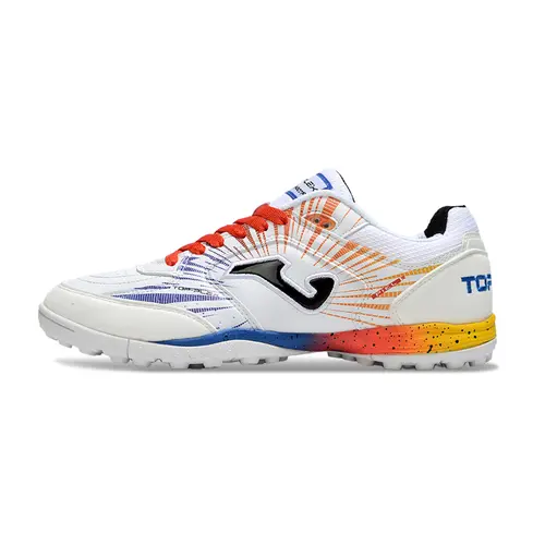 Chuteira Society Joma Top Flex TF Branco, Vermelho e Azul