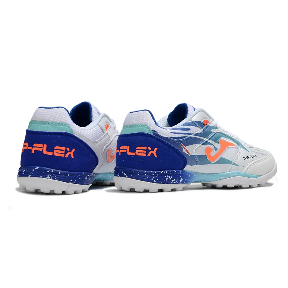 Chuteira Society Joma Top Flex TF Branco e Azul