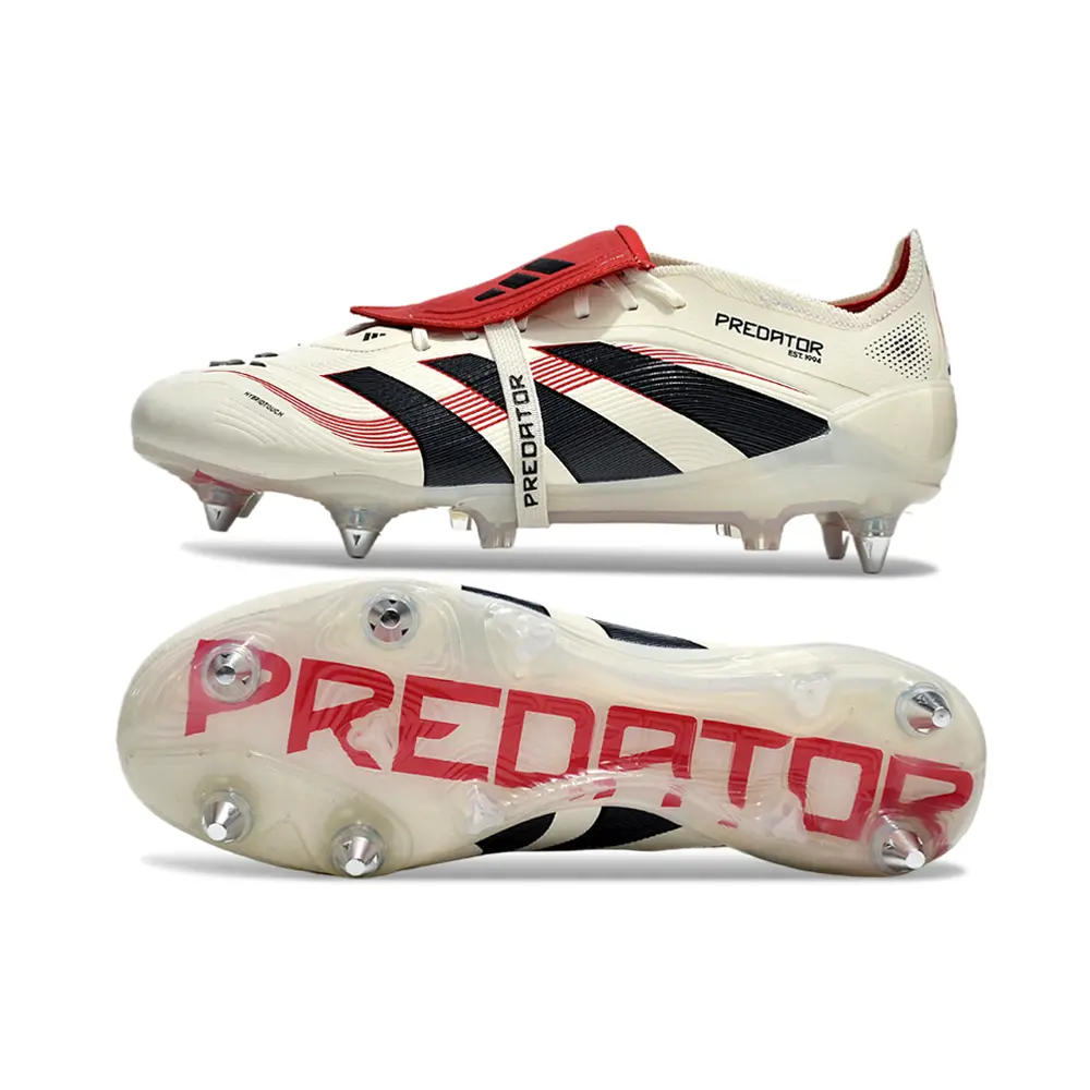 Chuteira Campo Adidas Predator Elite FT 30 Ponta de Aluminio Bege, Vermelha e Preta