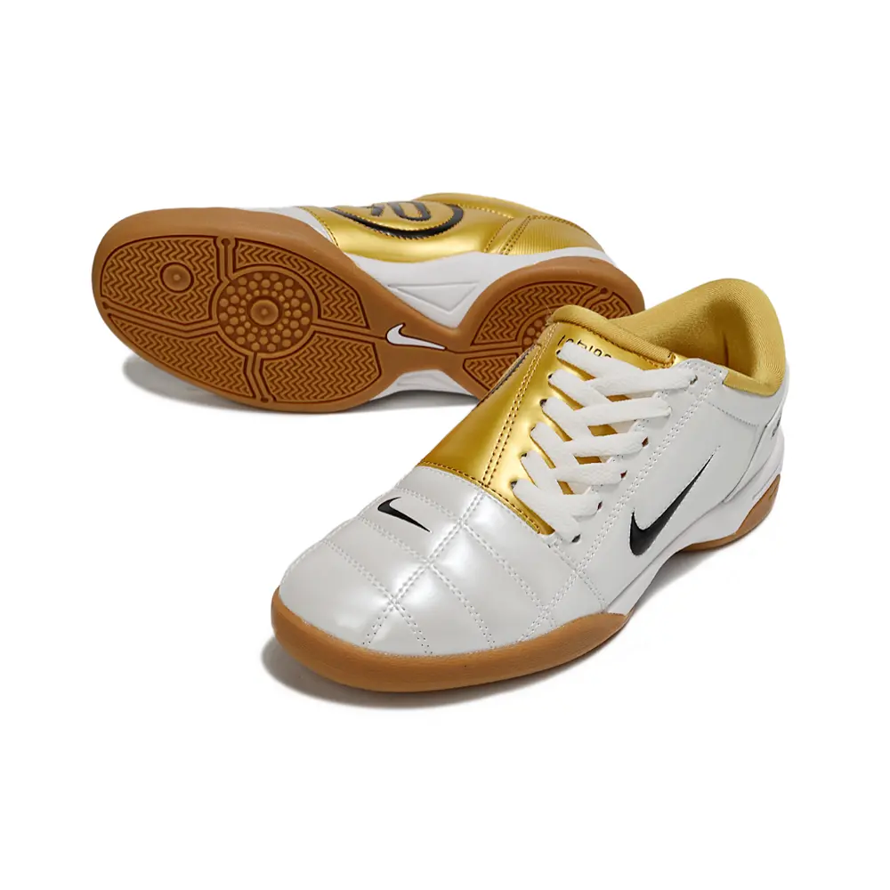 Chuteira Futsal Nike Total 90 IC Branco e Dourado