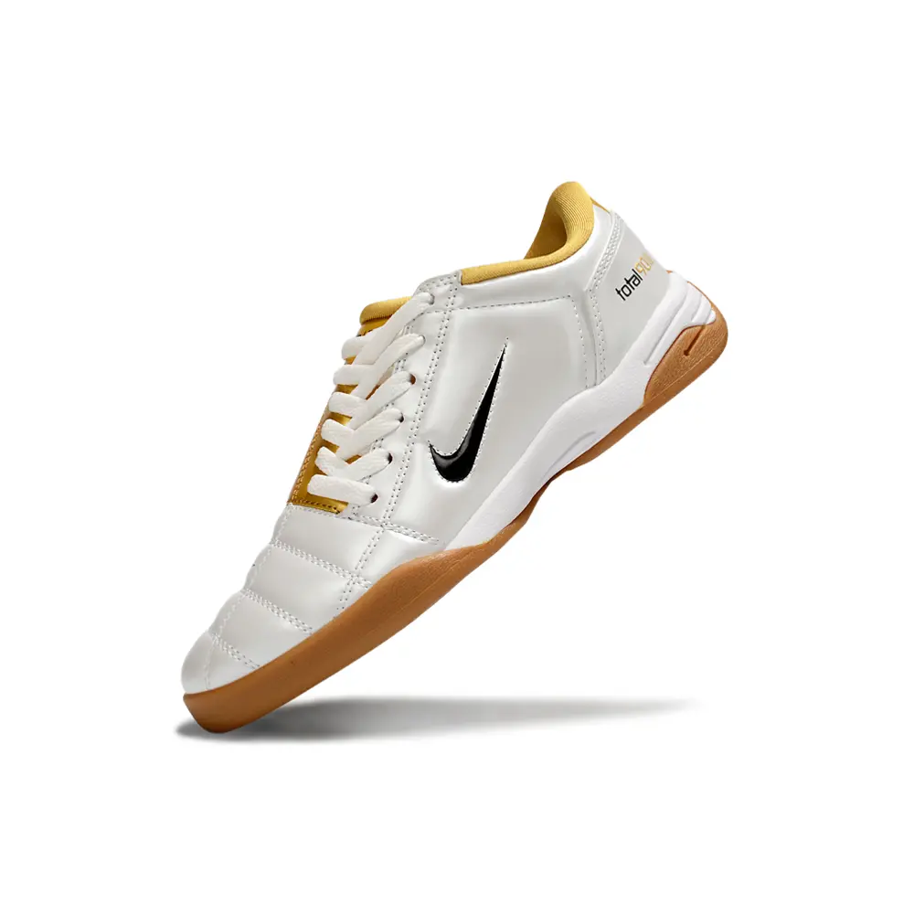 Chuteira Futsal Nike Total 90 IC Branco e Dourado