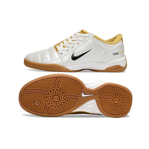 Chuteira Futsal Nike Total 90 IC Branco e Dourado