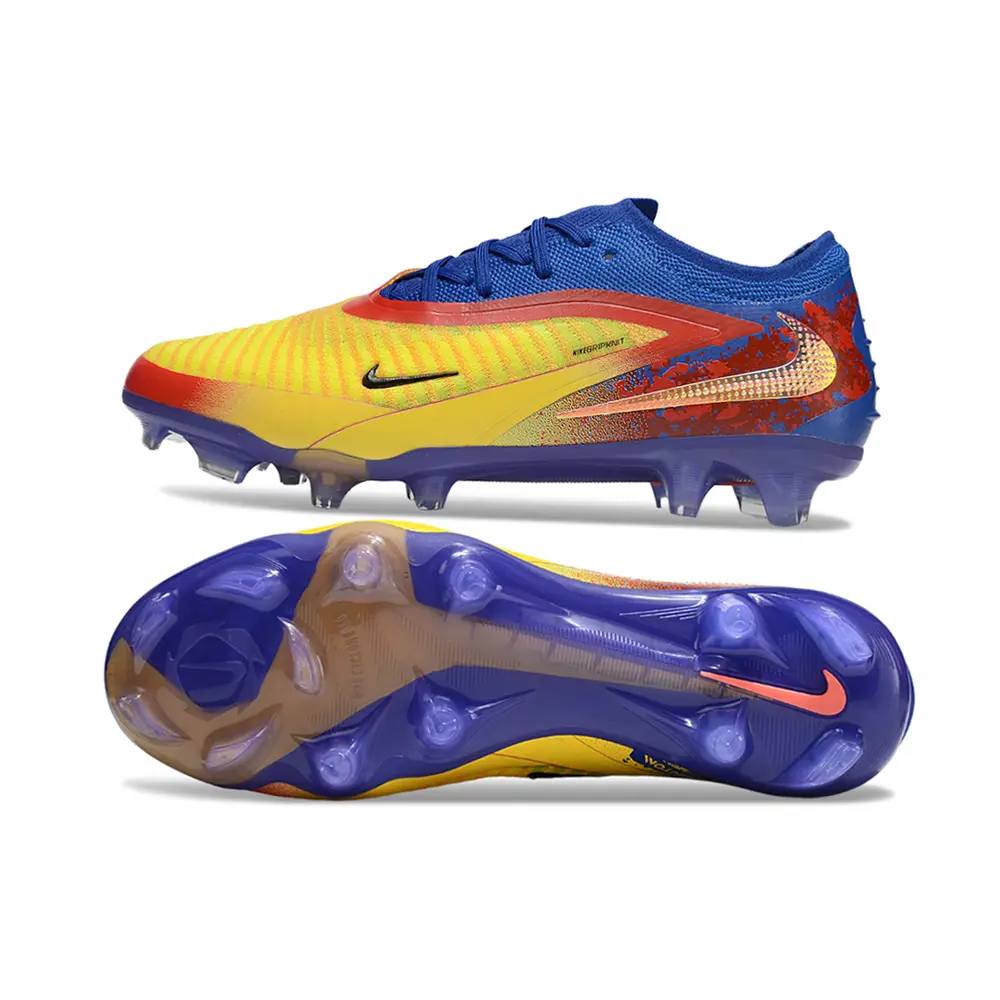 Chuteira Campo Nike Phantom GX 3 Elite FG Azul, Vermelho e Amarelo