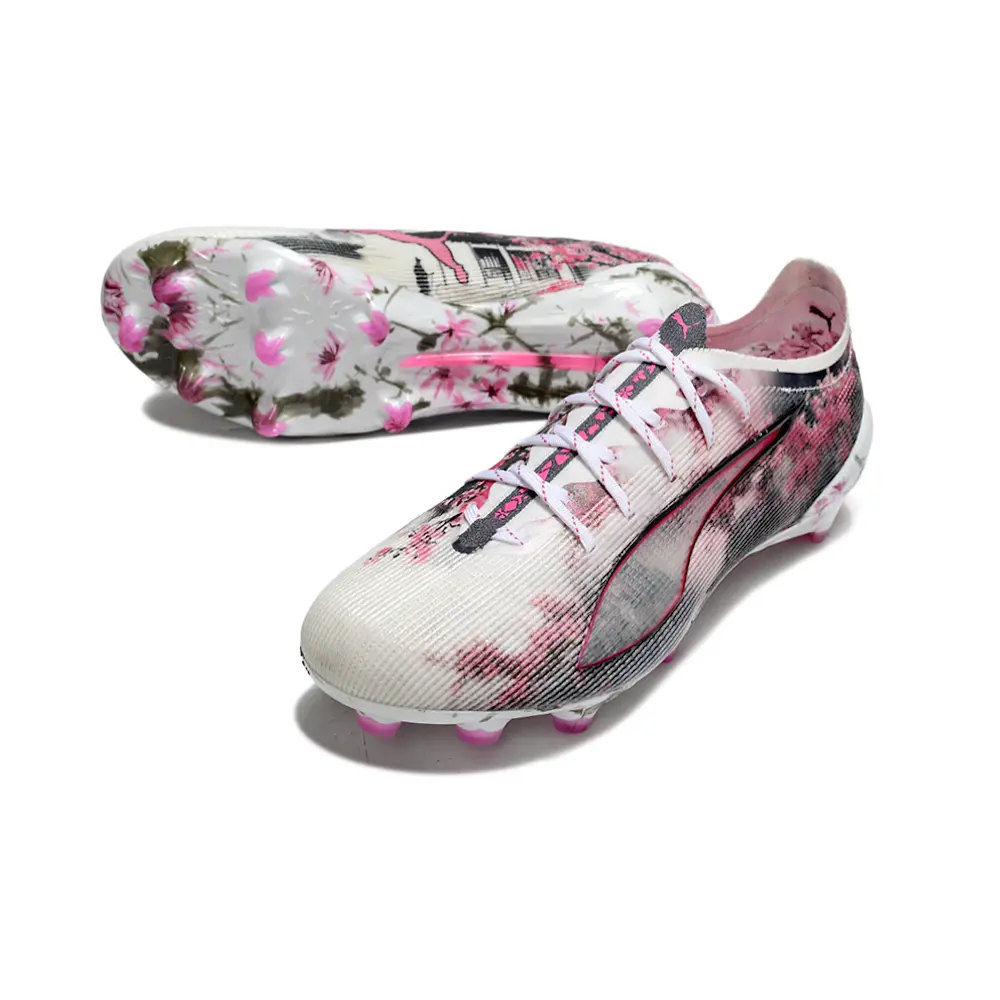 Chuteira Campo Puma Ultra 5 Ultimate FG Branco, Rosa e Preto