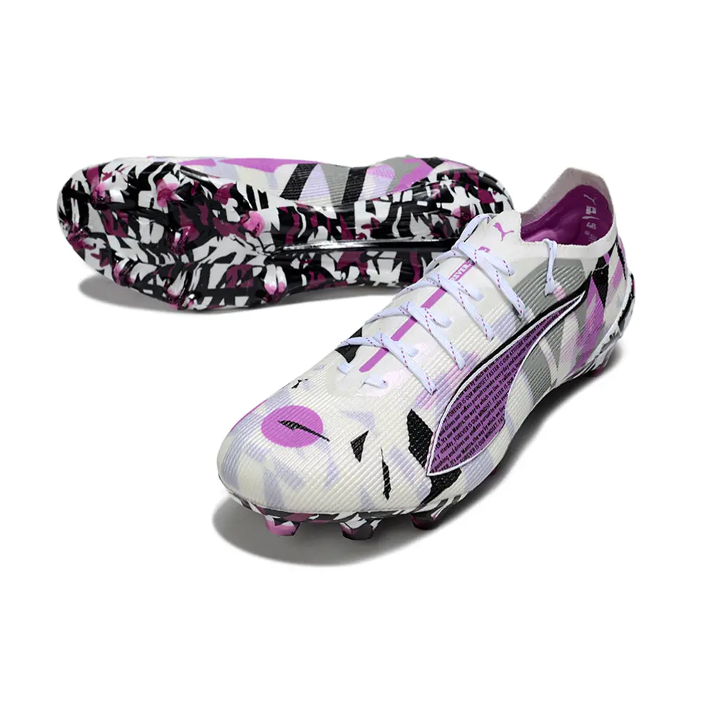 Chuteira Campo Puma Ultra 5 Ultimate FG Branco, Rosa e Preto