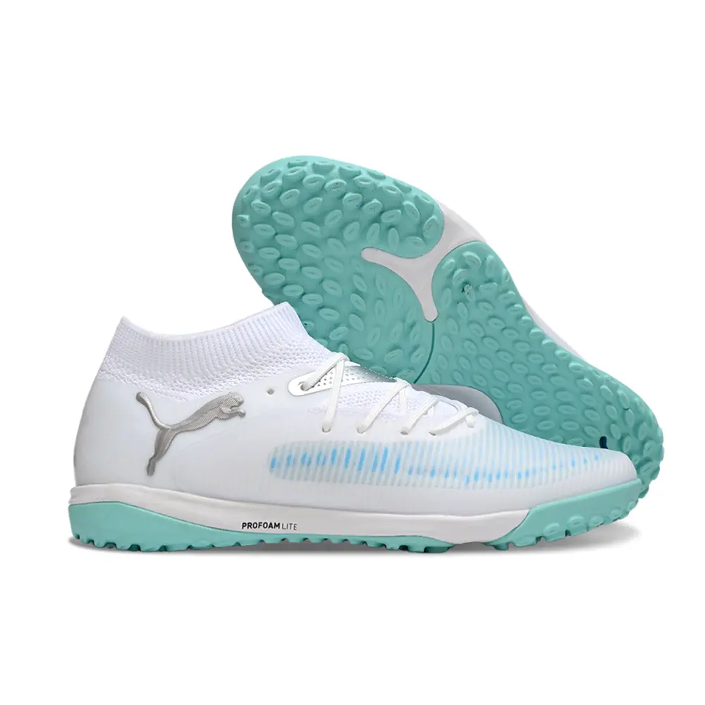 Chuteira Society Puma Future 8 TF Branco e Azul