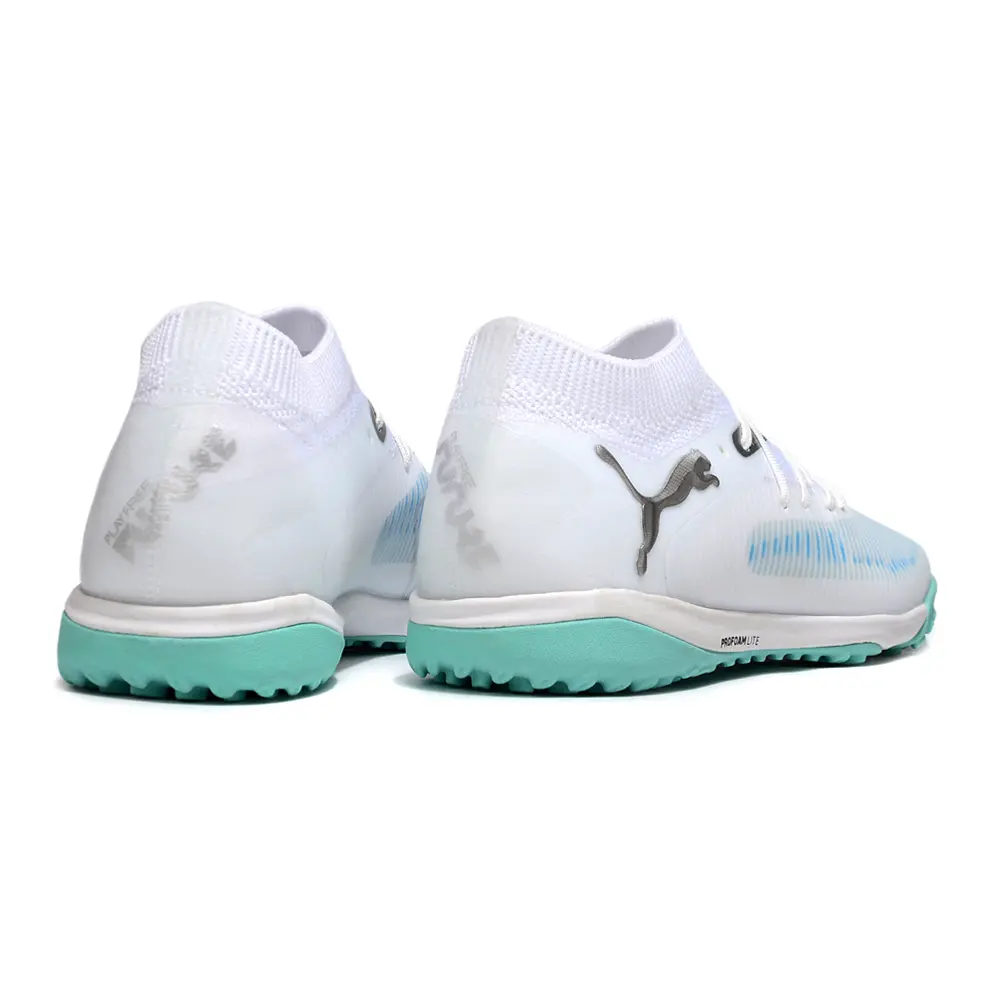 Chuteira Society Puma Future 8 TF Branco e Azul