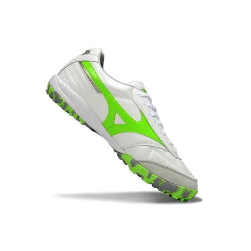 Chuteira Society Mizuno Morelia Neo 4 TF Branco e Verde