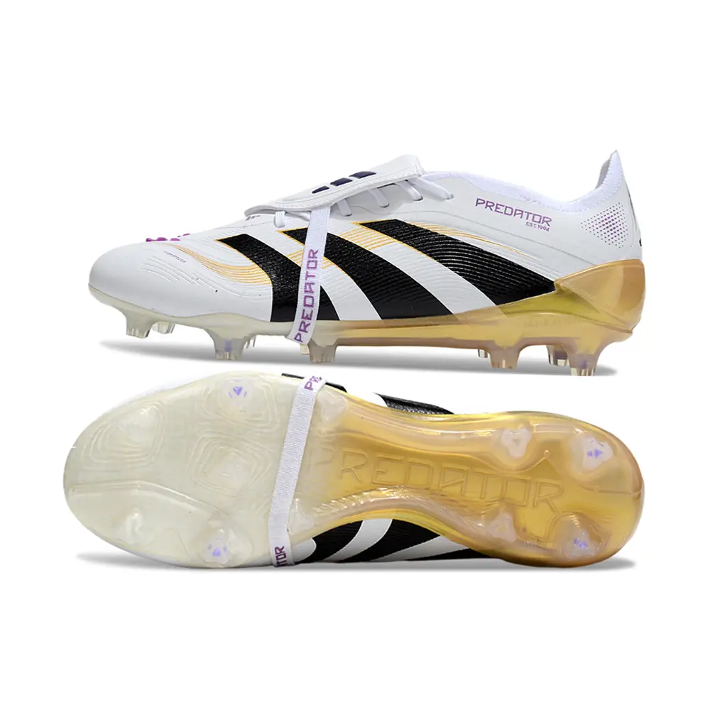 Chuteira Campo Adidas Predator FT 30 Elite FG Branco, Preto e Dourado
