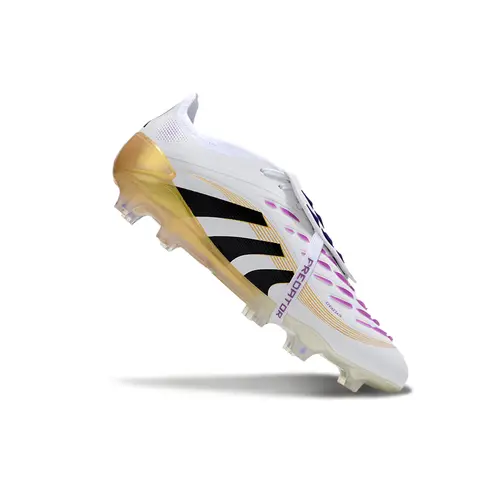 Chuteira Campo Adidas Predator FT 30 Elite FG Branco, Preto e Dourado