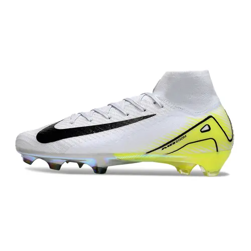 Chuteira Campo Nike Air Zoom Mercurial Superfly 10 Elite FG Branco e Amarelo