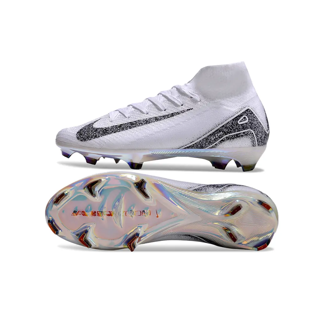 Chuteira Campo Nike Air Zoom Mercurial Superfly 10 Elite FG Branco e Preto