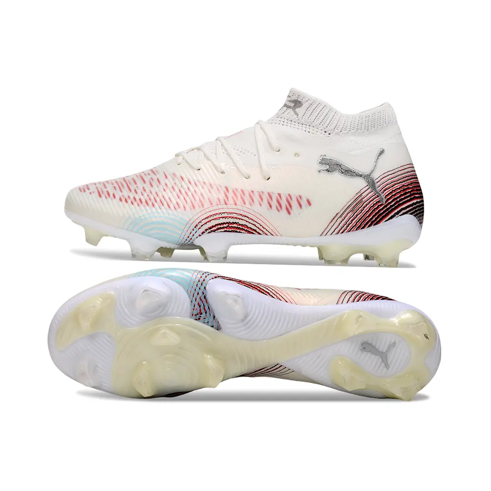 Chuteira Campo Puma Future 8 FG Branco e Vermelho