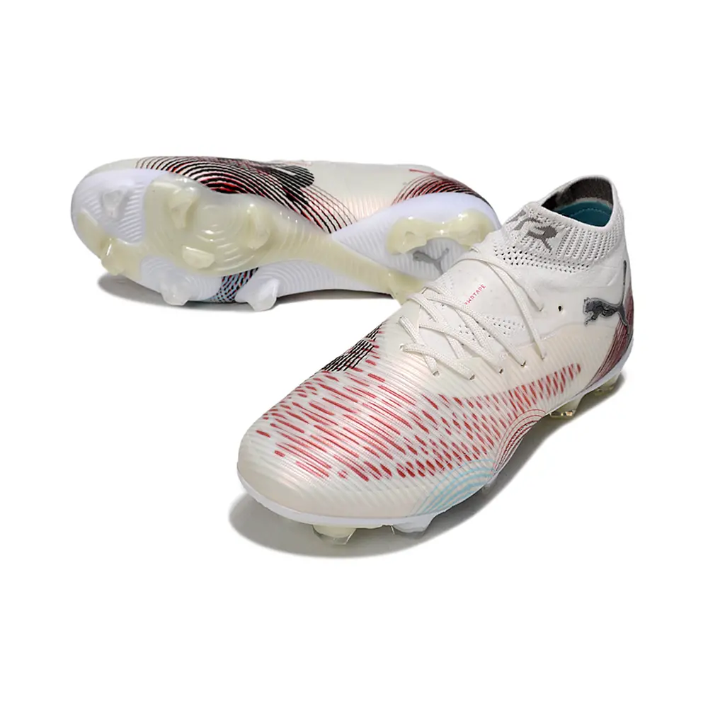 Chuteira Campo Puma Future 8 FG Branco e Vermelho