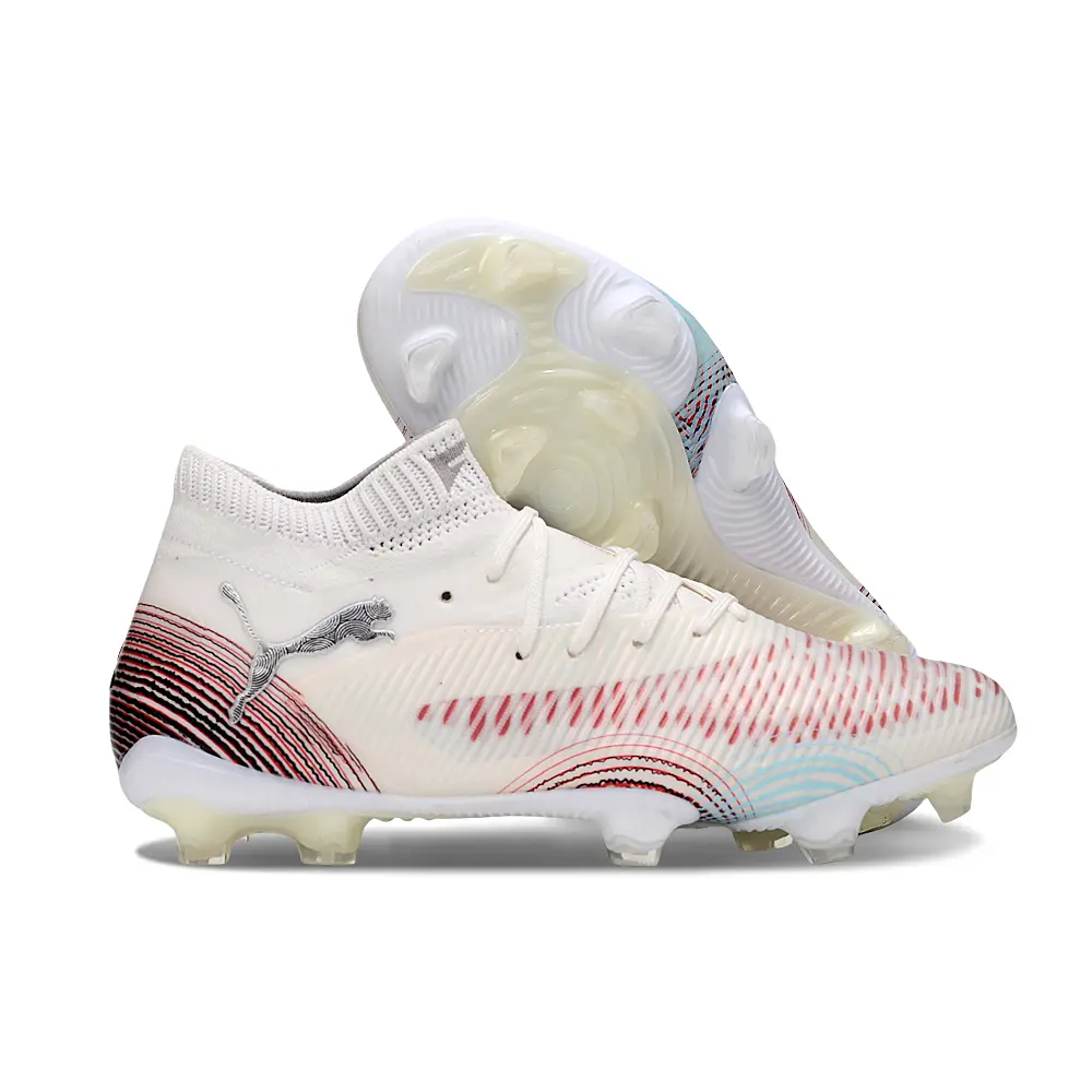 Chuteira Campo Puma Future 8 FG Branco e Vermelho