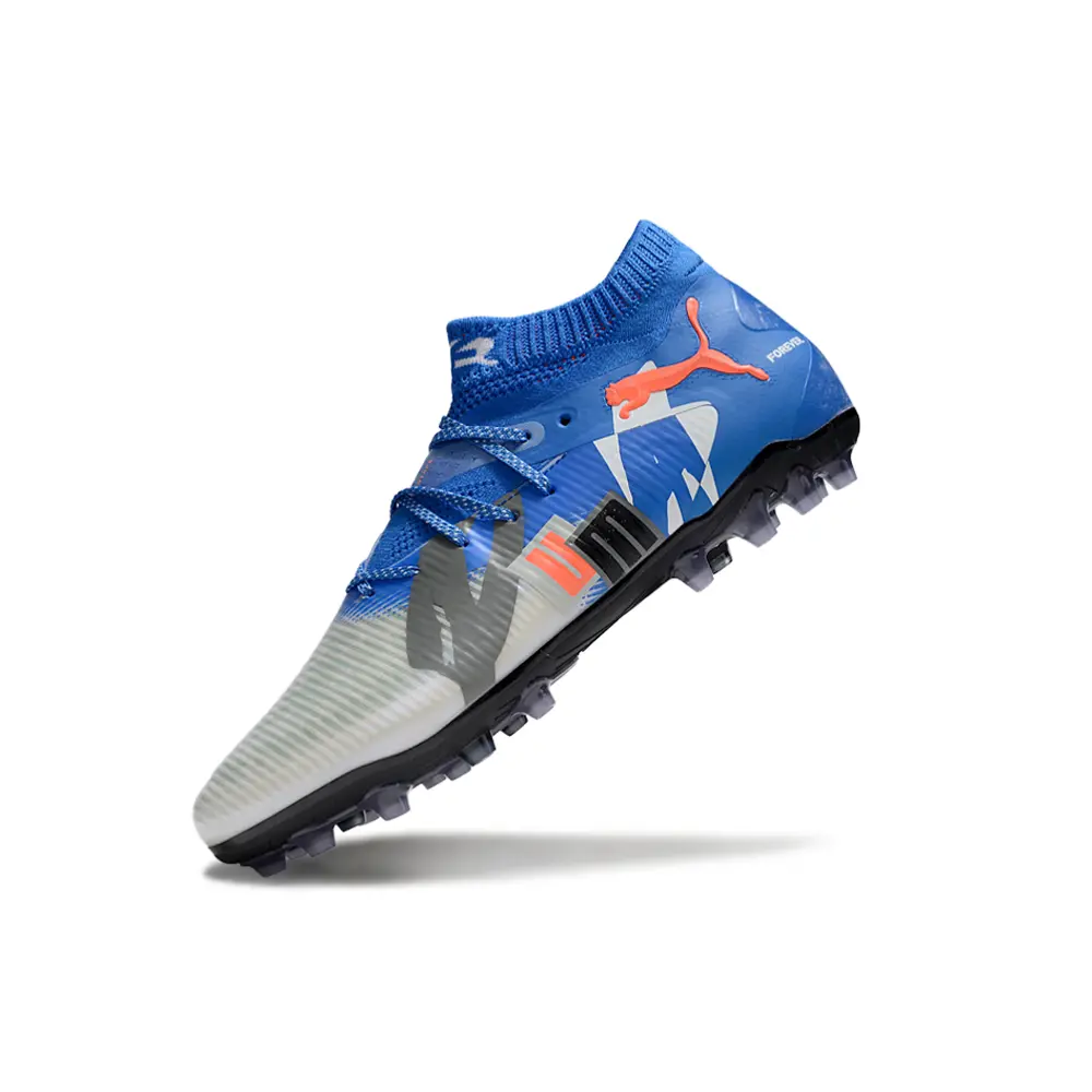 Chuteira Society Puma Future 8 MG Azul e Cinza