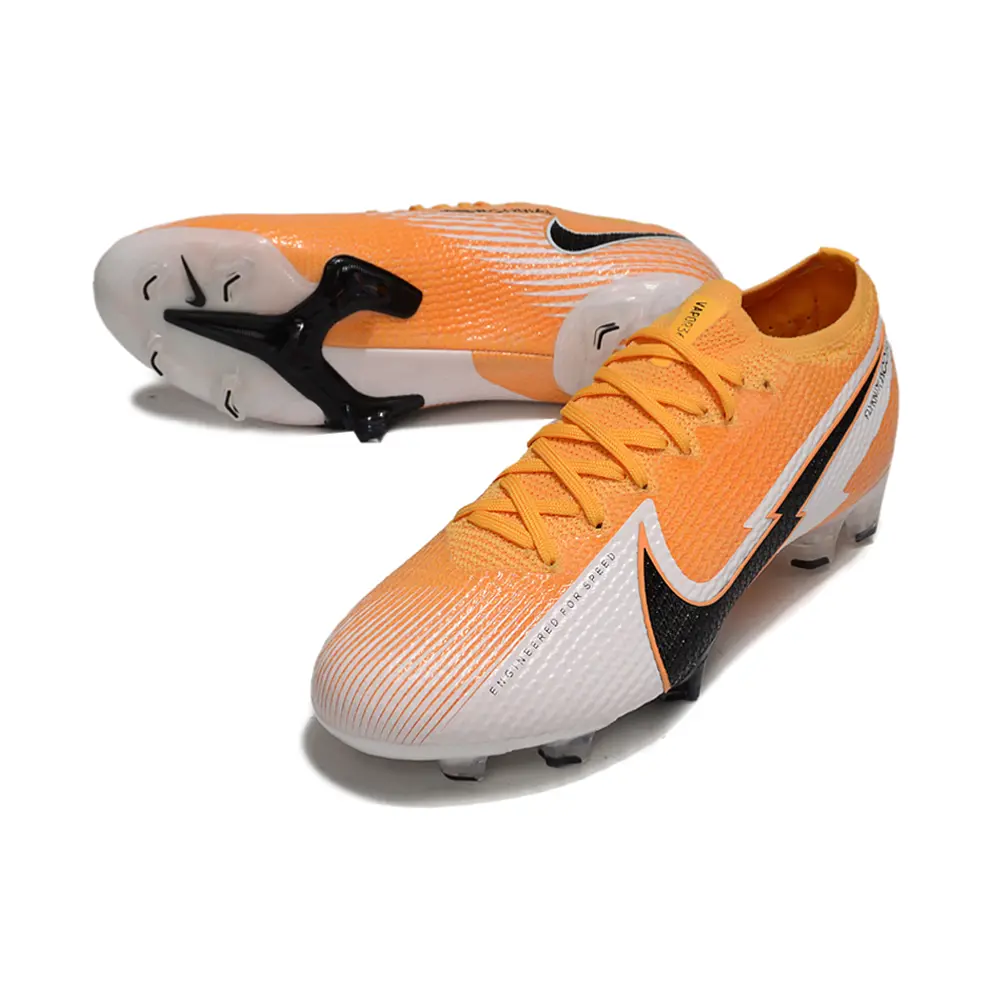 Chuteira Nike Mercurial Vapor 13 Elite FG Laranja e Branco