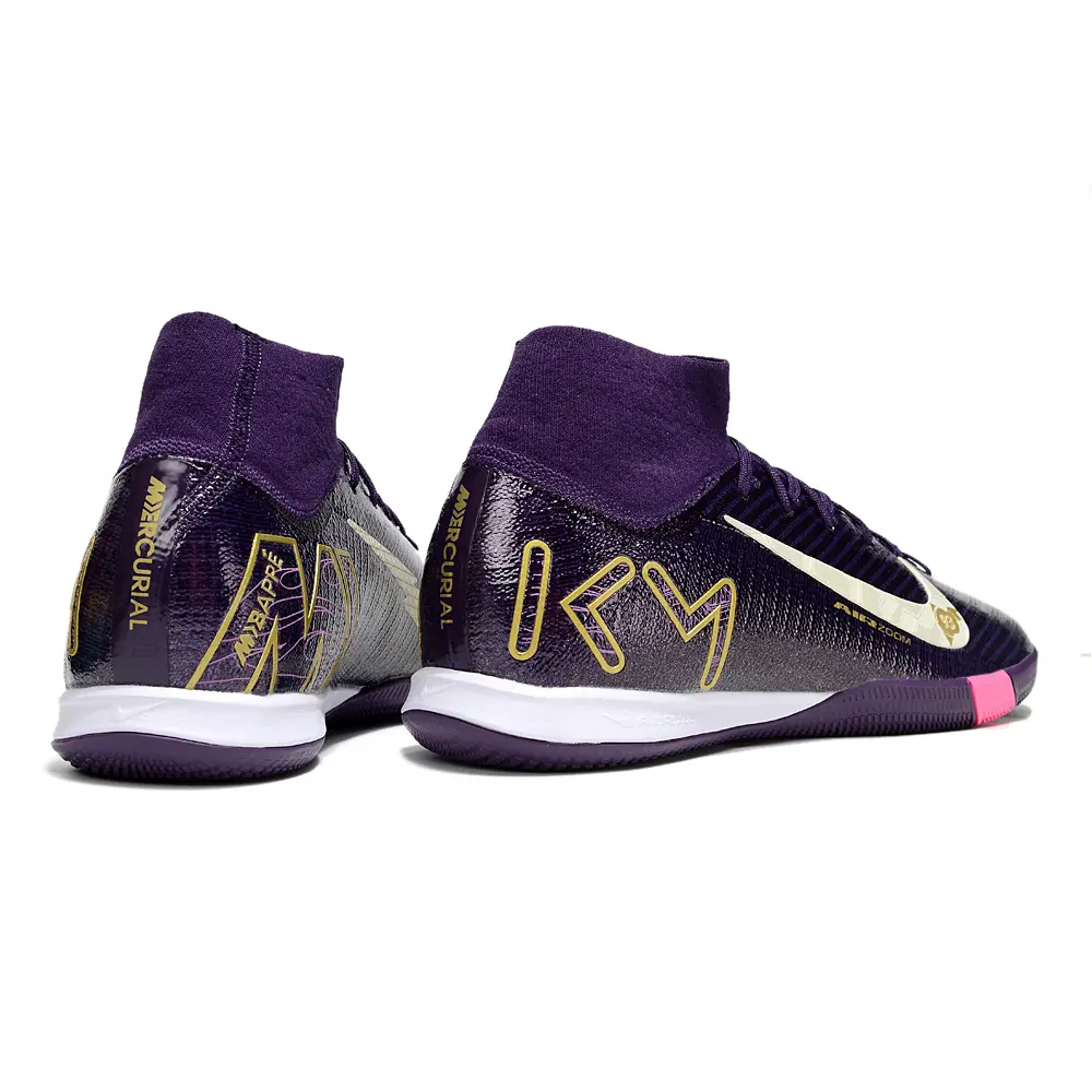 Chuteira Futsal Nike Air Zoom Mercurial Superfly 10 Elite IC Roxo, Rosa, Branco e Dourado
