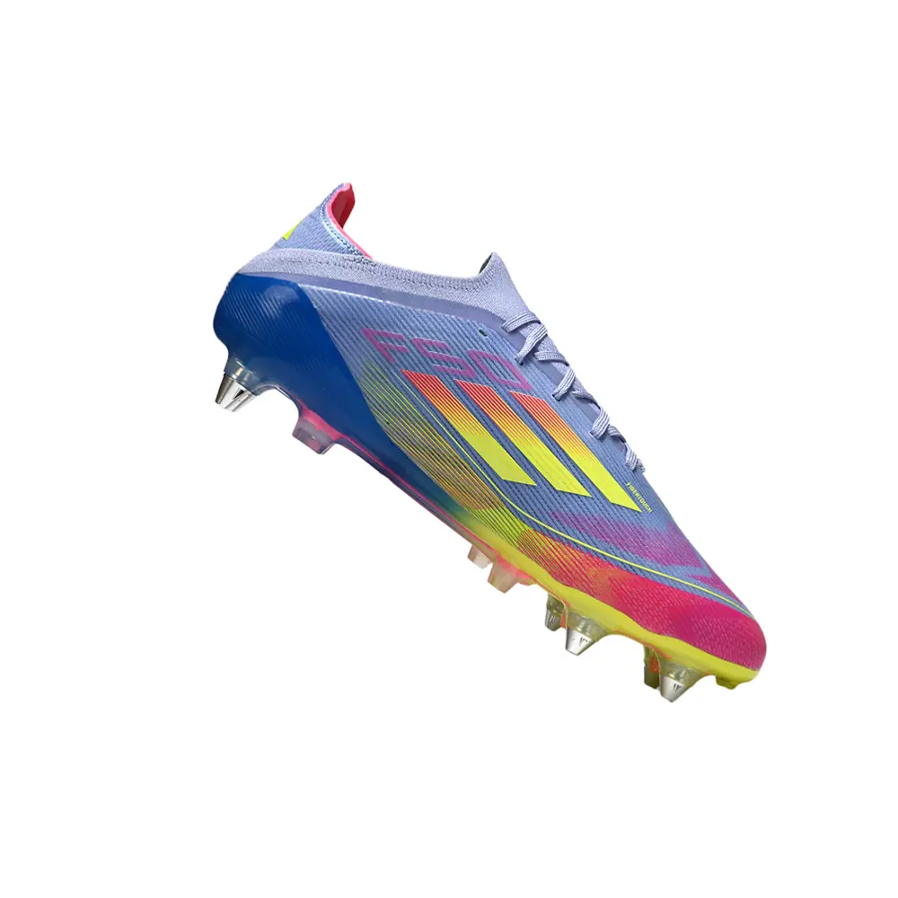 Chuteira Campo Adidas F50 Ponta de Aluminio Roxo, Azul, Rosa e Amarelo