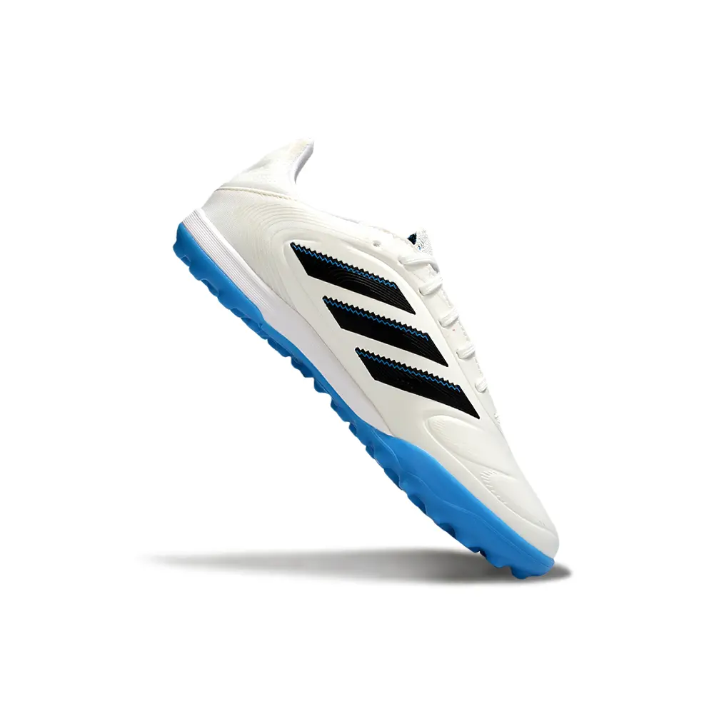 Chuteira Society Adidas Copa Pure.2 TF Branco, Preto e Azul