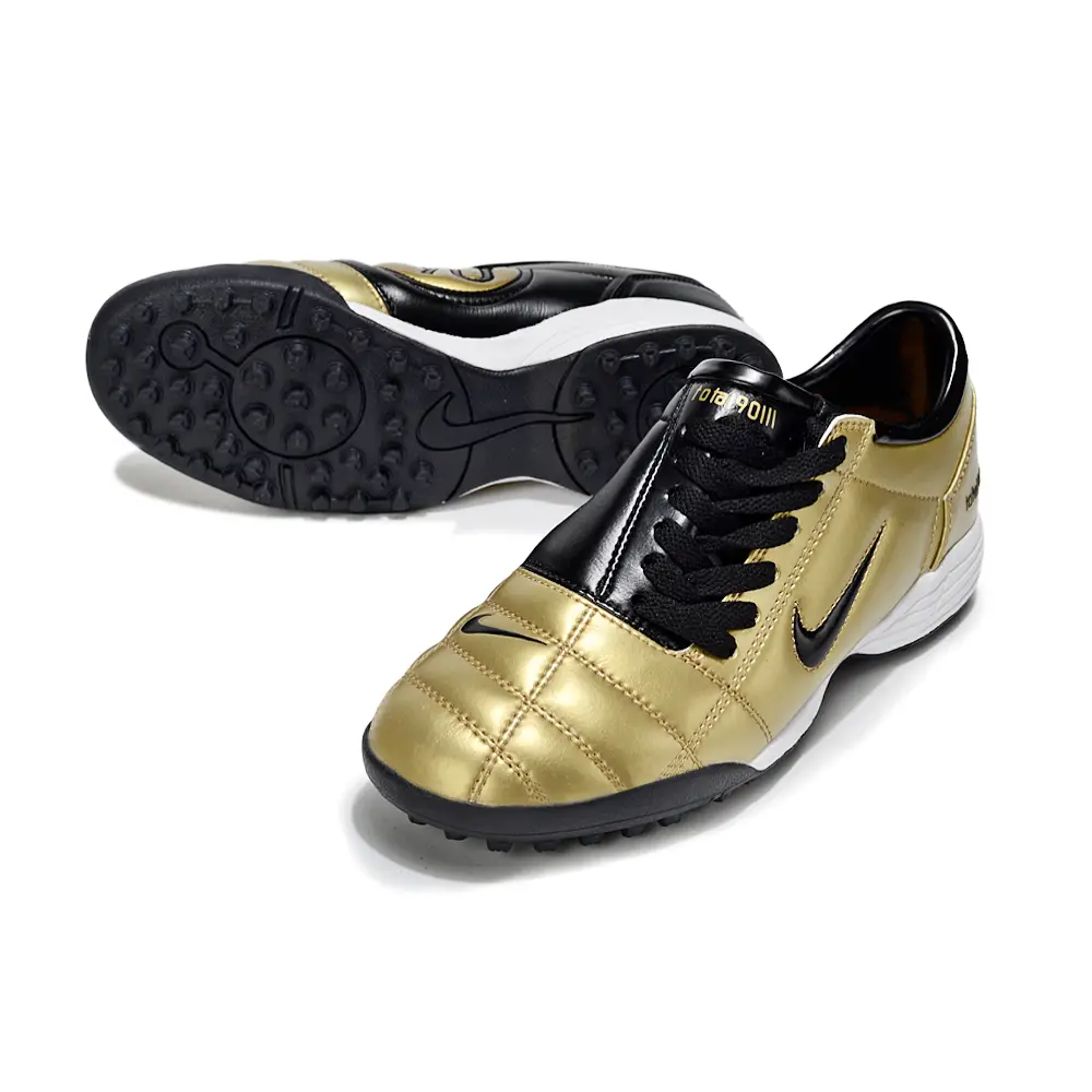 Chuteira Society Nike Total 90 TF Dourado e Preto
