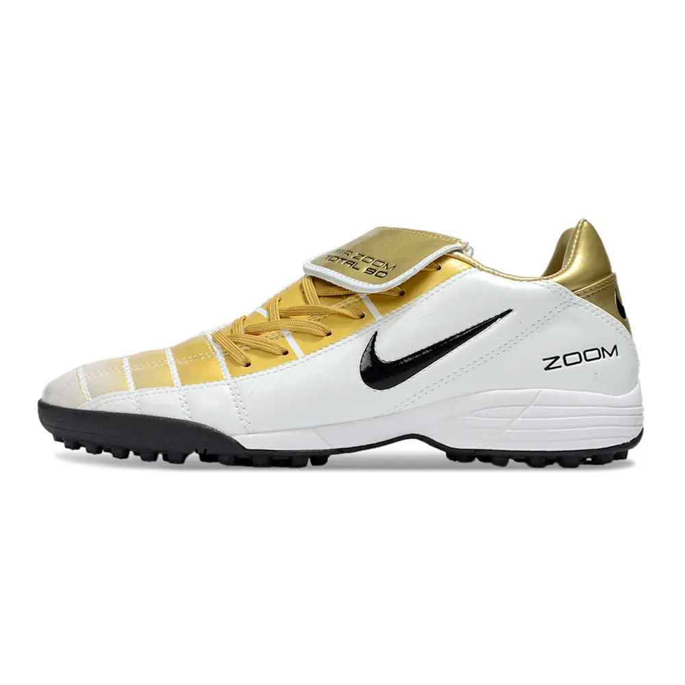 Chuteira Society Nike Total 90 TF Dourado e Branco
