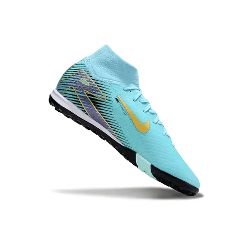 Chuteira Society Nike Air Zoom Mercurial Superfly 10 Elite TF Azul e Dourado