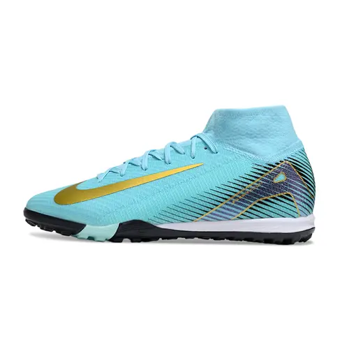 Chuteira Society Nike Air Zoom Mercurial Superfly 10 Elite TF Azul e Dourado
