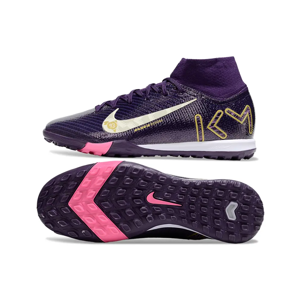 Chuteira Society Nike Air Zoom Mercurial Superfly 10 Elite FG Roxo e Dourado