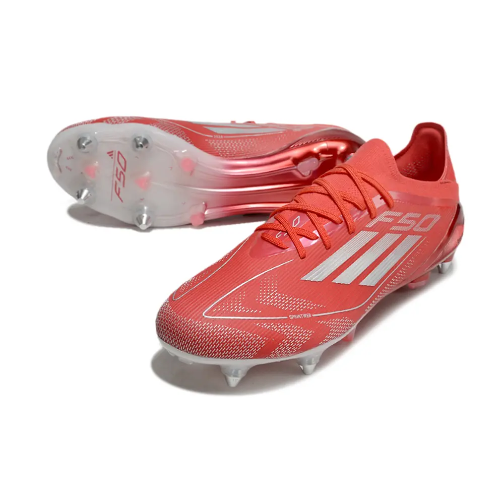 Chuteira Campo Adidas F50 Ponta de Aluminio Vermelho e Branco