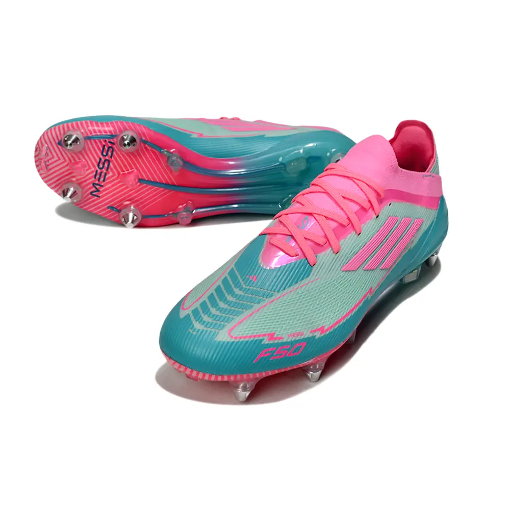 Chuteira Campo Adidas F50 Ponta de Aluminio ''La Vida Tropical''  Azul e Rosa