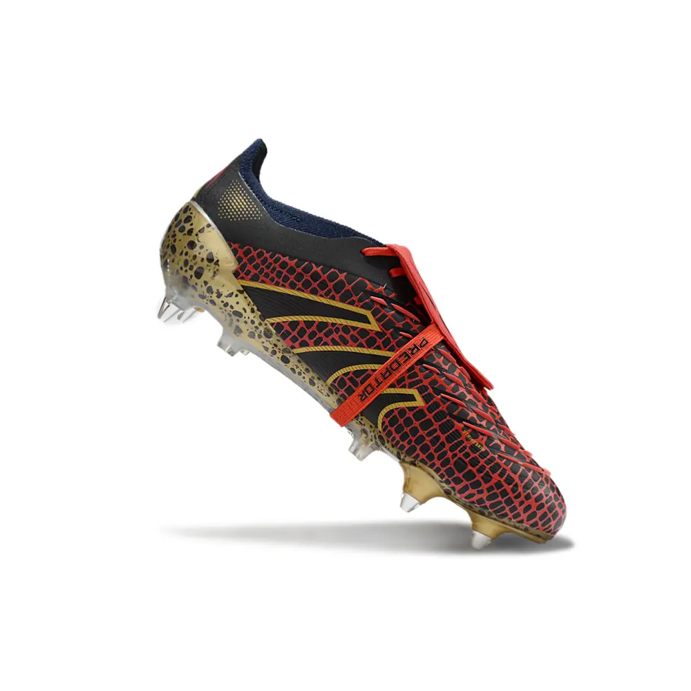 Chuteira Campo Adidas Predator Elite FT 30 Ponta de Aluminio Preto, Vermelho e Dourado