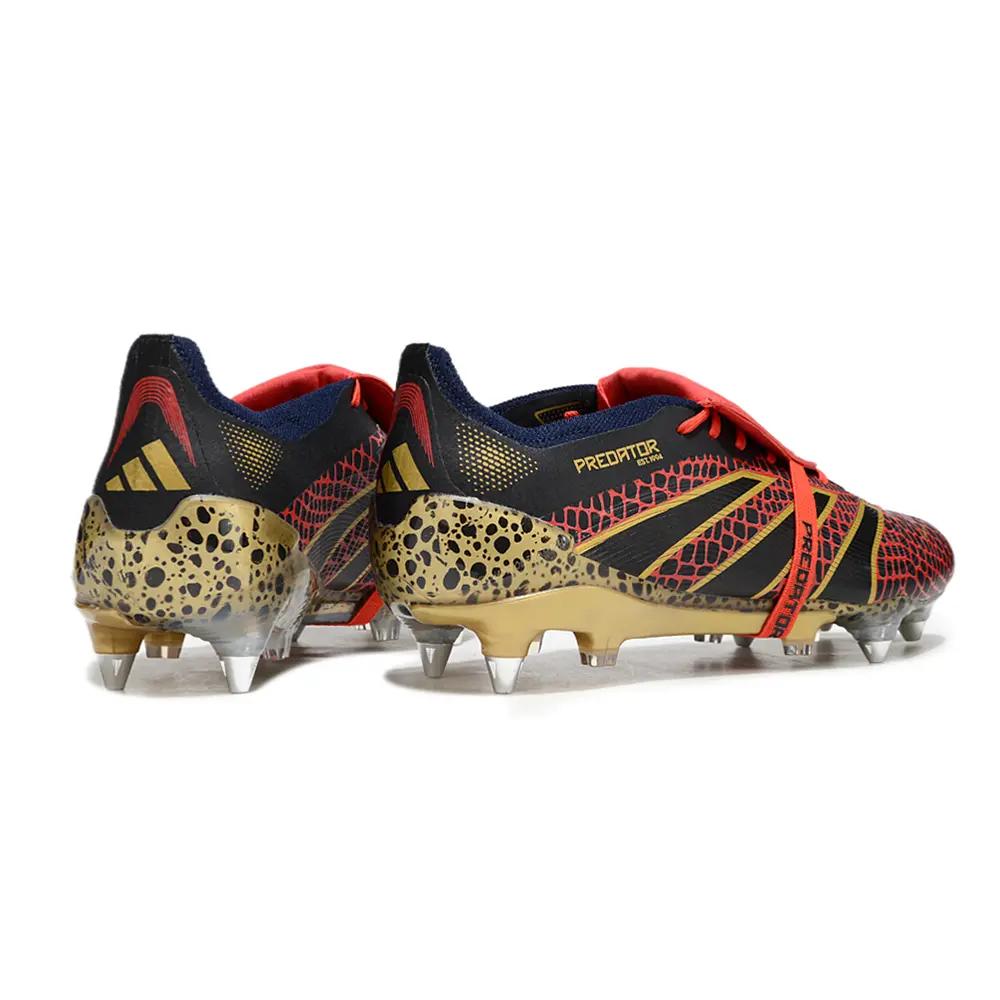 Chuteira Campo Adidas Predator Elite FT 30 Ponta de Aluminio Preto, Vermelho e Dourado