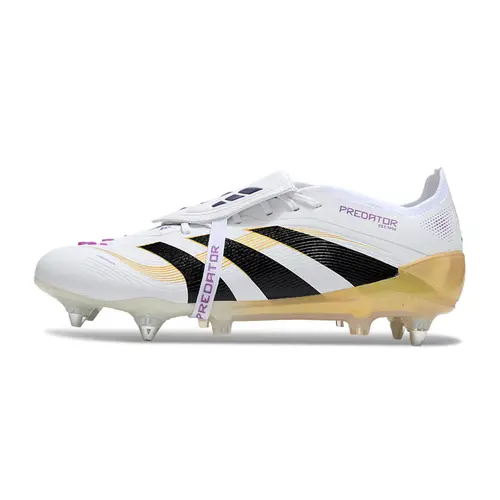 Chuteira Campo Adidas Predator Elite FT 30 Ponta de Aluminio Branco e Dourado