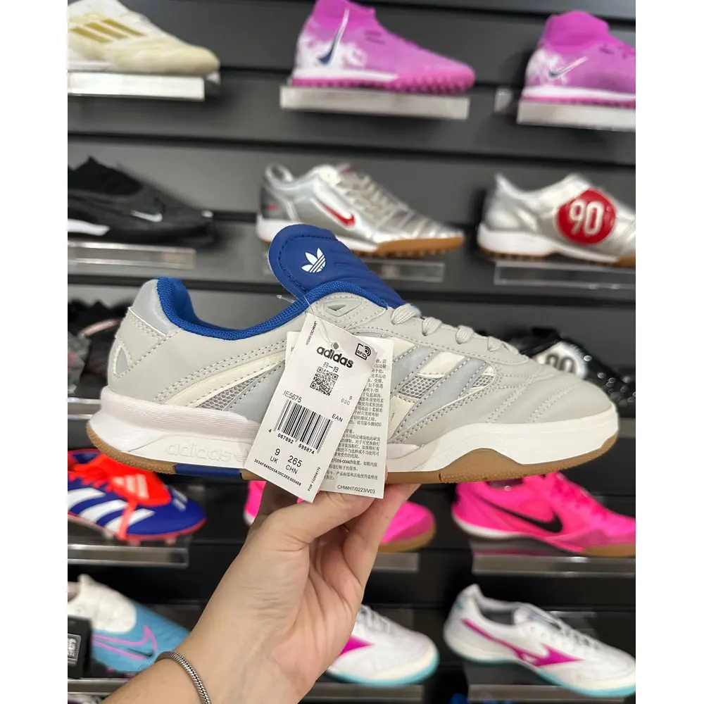 Chuteira Futsal Adidas Copa Mundial IC Bege, Azul e Cinza - Pronta Entrega