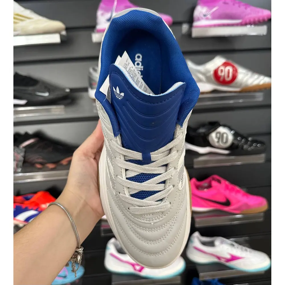 Chuteira Futsal Adidas Copa Mundial IC Bege, Azul e Cinza - Pronta Entrega