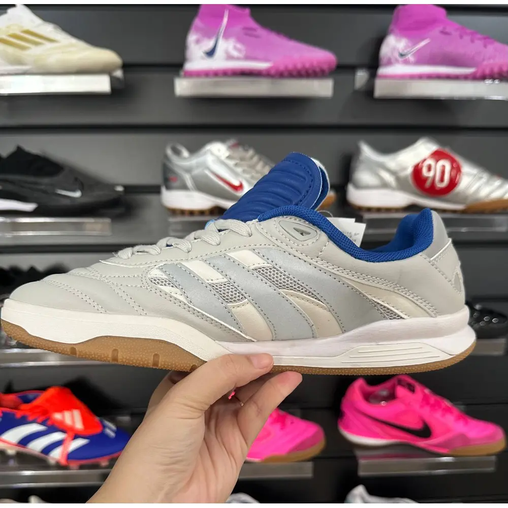 Chuteira Futsal Adidas Copa Mundial IC Bege, Azul e Cinza - Pronta Entrega