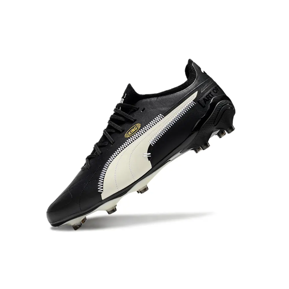 Chuteira Campo Puma King Ultimate FG Preta e Branca