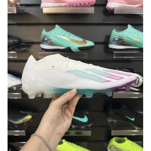 Chuteira Campo Adidas X CrazyFast.1 FG Branco, Verde e Roxo - Pronta Entrega