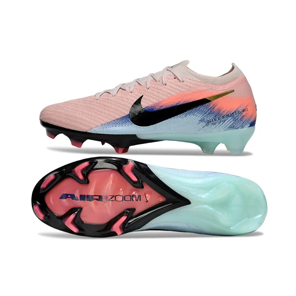 Chuteira Campo Nike Air Zoom Mercurial Vapor 16 Elite FG Rosa, Azul e Preto Farda do Boleiro