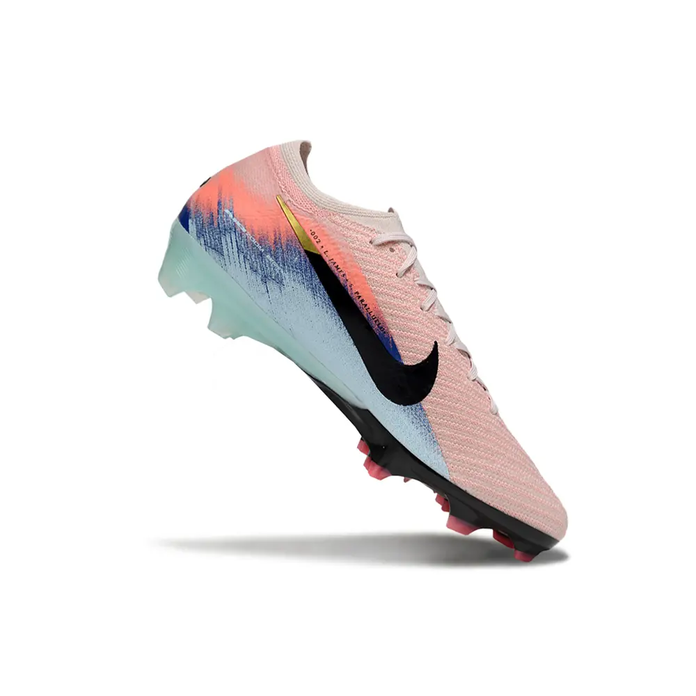 Chuteira Campo Nike Air Zoom Mercurial Vapor 16 Elite FG Rosa, Azul e Preto Farda do Boleiro